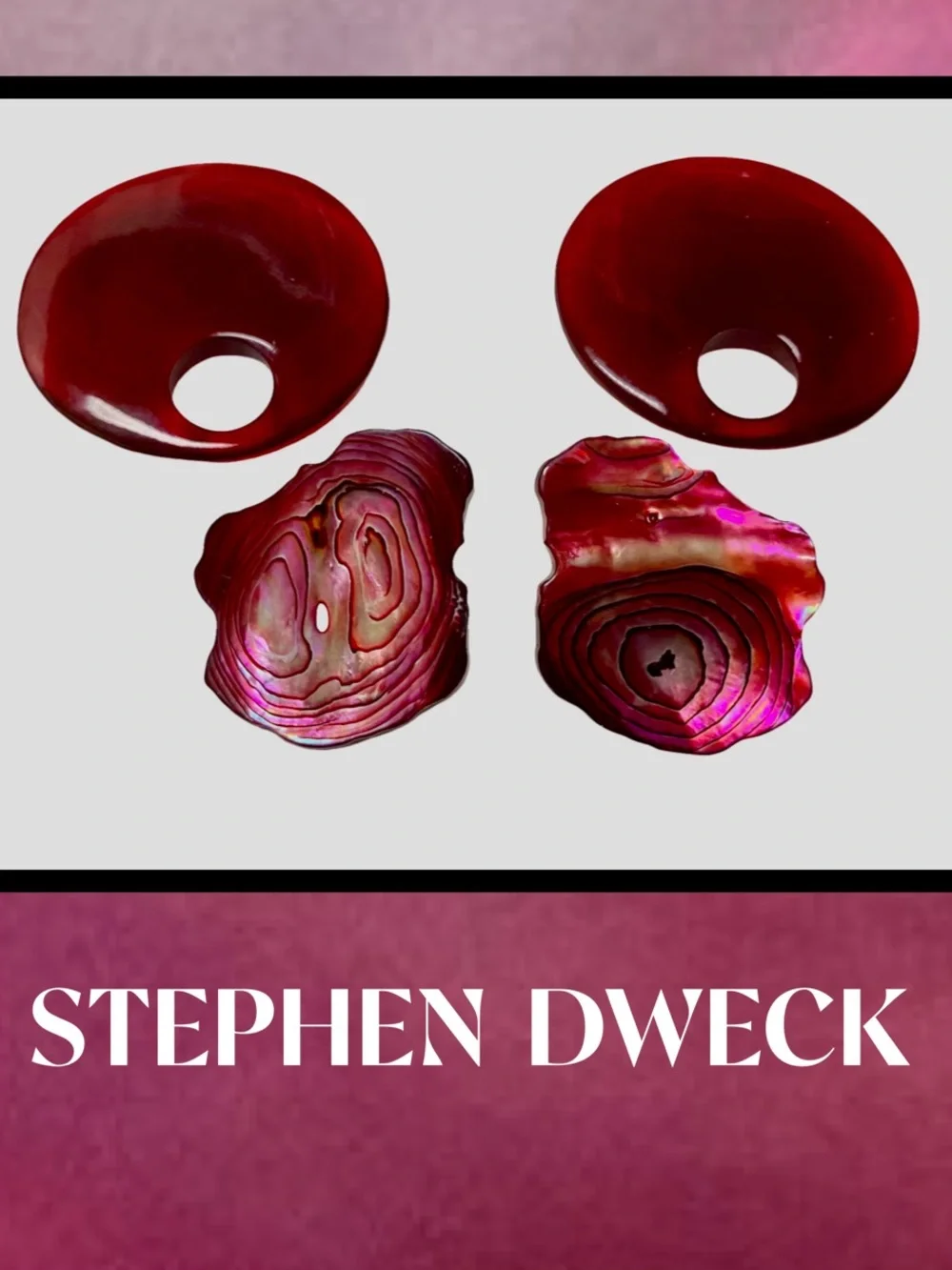 STEPHEN DWECK 2pc Semi Precious Gem Clip-on Burgundy Fuchsia Earrings